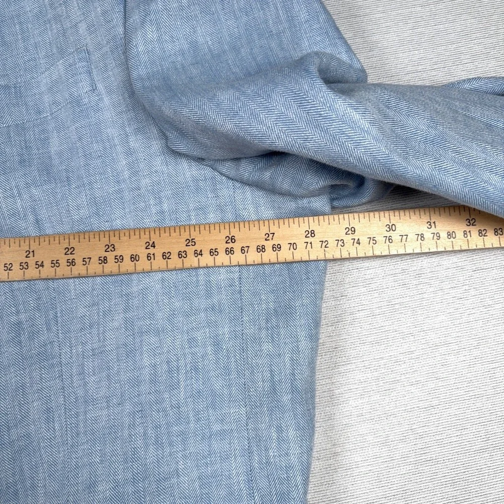 Stafford Linen & Cotton Blazer Mens Size 54L Blue Herringbone Double Vented